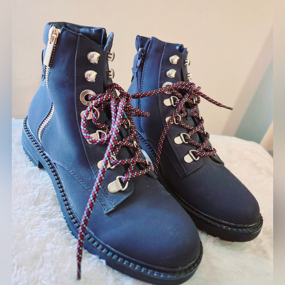 Women's Guess Brand Dark Blue Lace-Up Boots